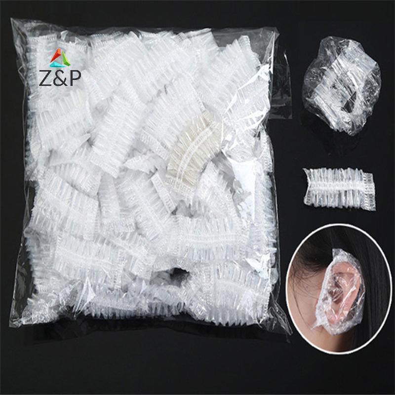 Z&P 100 ชิ้นกันน้ําหูอาบน้ําร้านทําผมป้องกันหูย้อมผมปิดหูกันหนาว COD