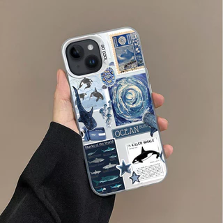 ดาววาฬ For iPhone เคสไอโฟน 13 14 11 Pro 16 Pro Max 15 14 PRO 11 MAX X XS MAX XR 7/8PLUS 15 16 Plus 12