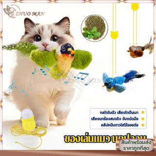 ของเล่นแมว นกปลอม ของเล่นแมวแบบโต้ตอบ ไม้ตกแมว นกมีเสียง ทนต่อการกัด รูปนกตลก มีเสียง ของเล่นสัตว์เลี้ยง