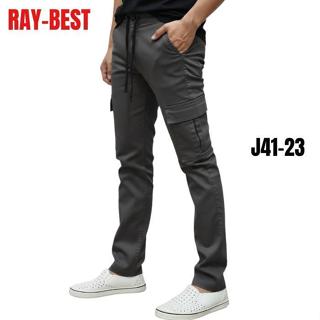 กางเกงเอวยืด ทรงคาร์โก้ (ซิป) RAY-BEST กระบอกเล็กผ้ายืด - 9 …