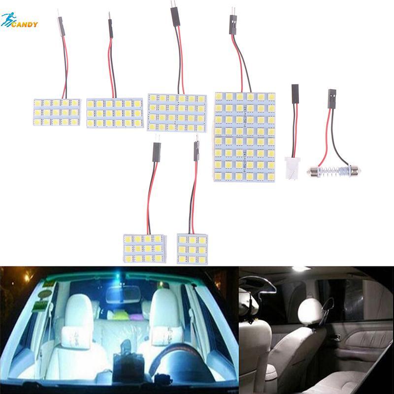 NDY ภายในรถ 5050 led แสงสีขาว smd โคมไฟแผง t10 festoon โดม ba9s 12v 5w N