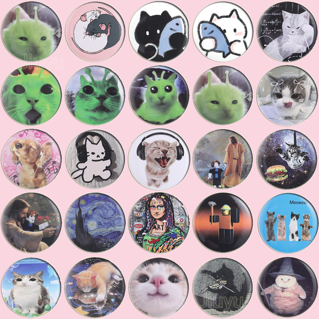 Kawaii นุ่มปุ่มป้าย Tinplate Lapel Pin น่ารักการ์ตูนแมวอะนิเมะเพลงรอบเข็มกลัด Pins สําหรับกระเป๋าเป้สะพายหลังตกแต่งอุปกรณ์เสริมของขวัญสําหรับเพื่อน