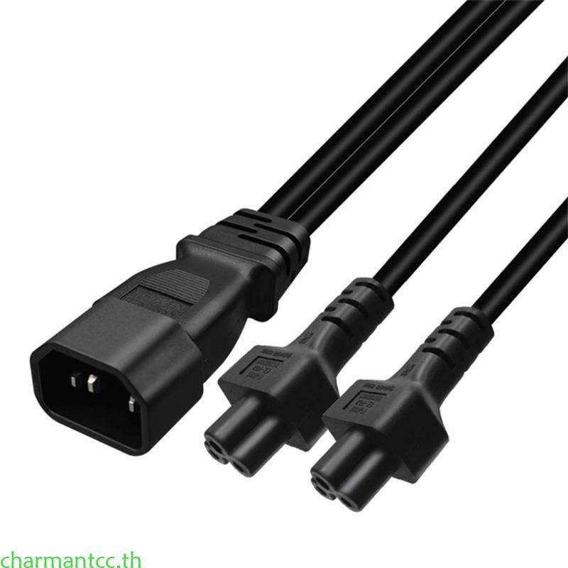 Charmantcc 32 ซม. IEC320 C14 ถึง IEC320 C5 + C5 สายไฟ 1 ใน 2 Out Y-splitter อะแดปเตอร์สาย