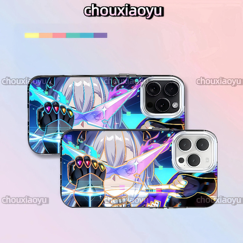 เหมาะสําหรับ iPhone 17 Pro Max 17 16 15 14 13 12 11 XsMax 7P/8P เคสโทรศัพท์ Silver Wolf‌ อะนิเมะ Aurora เปลี่ยนสี