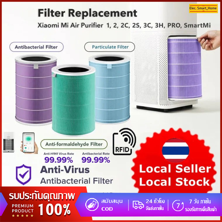 【จัดส่งทันที】ของแท้ Xiaomi  Air Filter3H/3C/2H/2C/2S/pro กรองPM2.5 ไส้กรอง ไส้กรองอากาศ รุ่น แผ่นกรอ