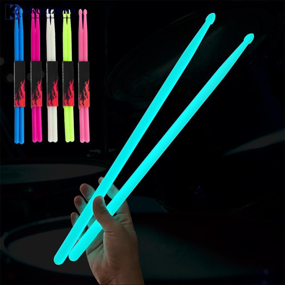 OKCATZONE Luminous Light Up Drum Sticks Anti Slip Drumsticks 1 คู่เรืองแสงดนตรีกลองชุดเครื่องมือสําห