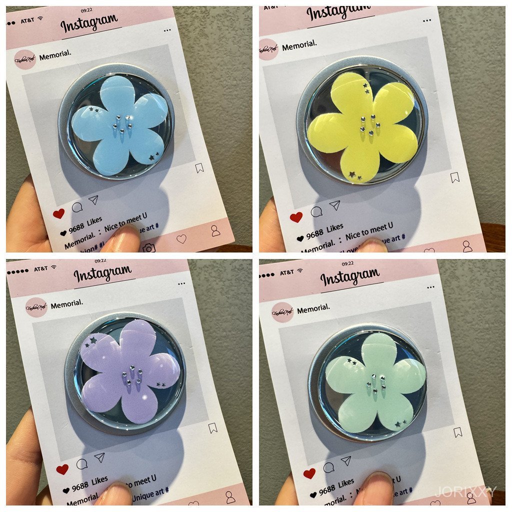 Ins Point Diamond Flower ถุงลมนิรภัยวงเล็บแม่เหล็กเหมาะสําหรับโทรศัพท์มือถือกลับสติกเกอร์ Retractable Desktop Strong Adsor