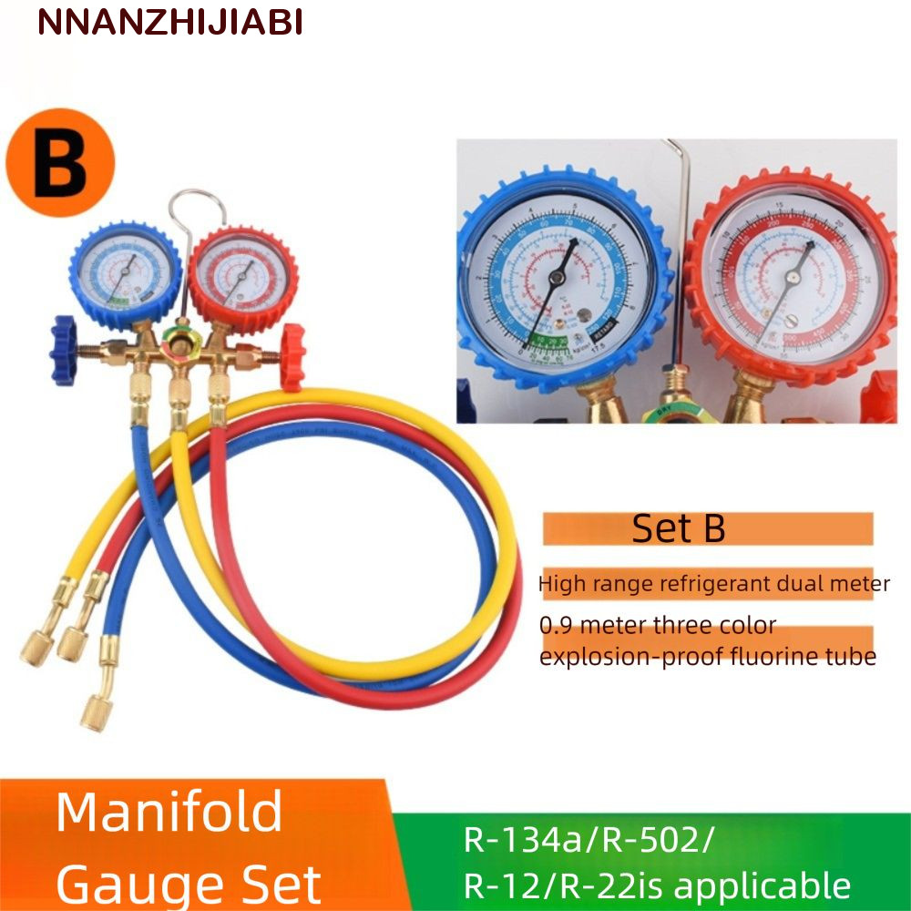 NANZHIJIABI AC Diagnostic Manifold Gauge Set,ปรับ 3 Way R410A Manifold Gauge Set,การวัดที่แม่นยําทนต