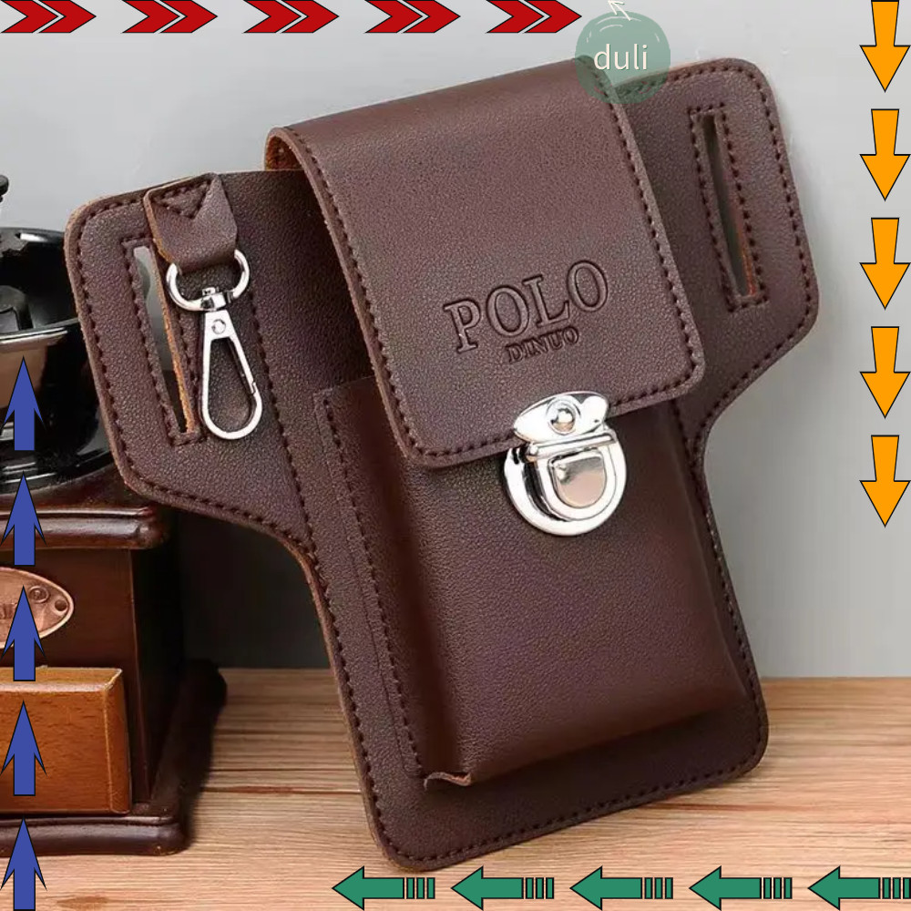 DUILIAN เข็มขัดผู้ชาย Leather , PU สีทึบ Phone Waistpack, กระเป๋าหนังวินเทจ