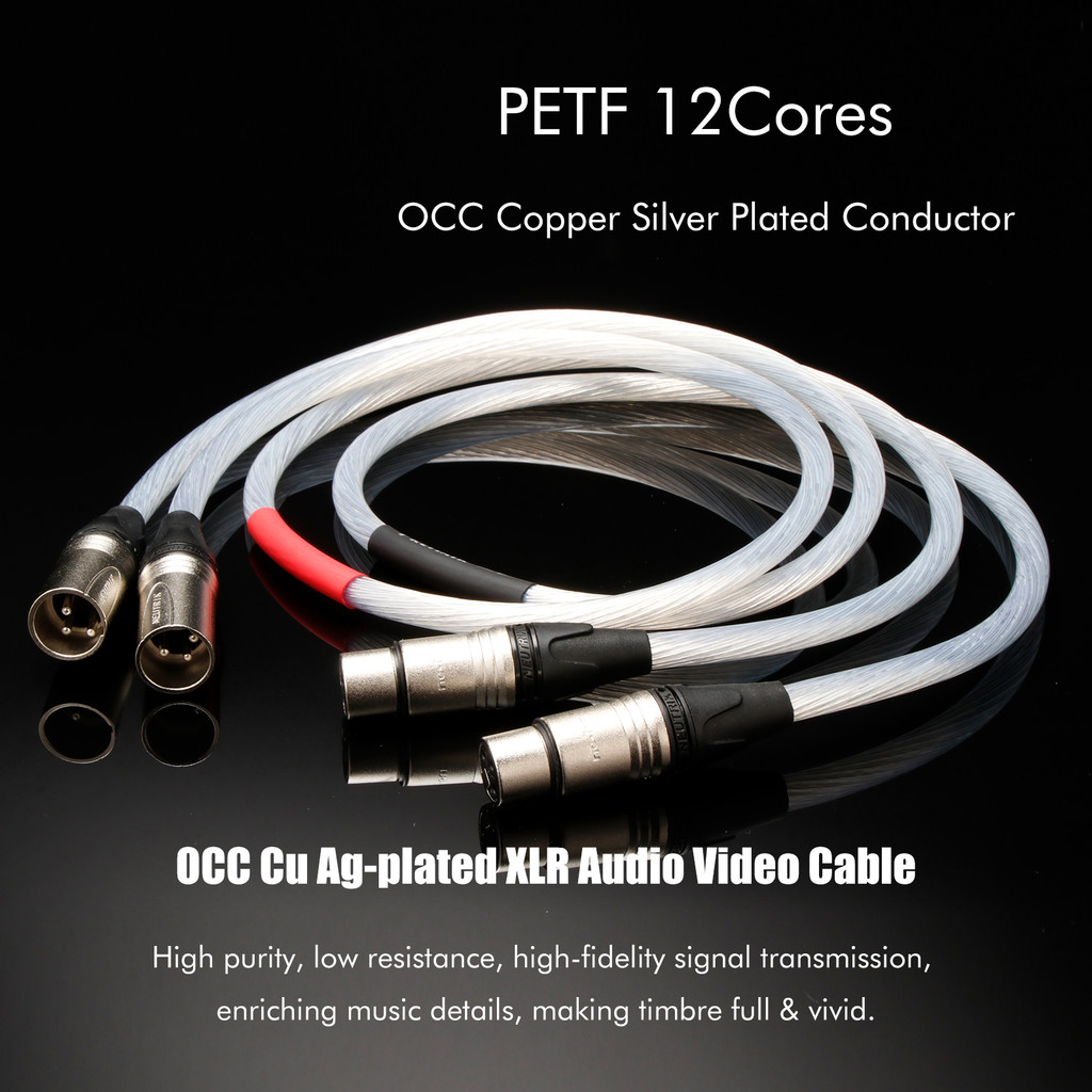 คู่ XLR สายสัญญาณเสียง 7N OCC เงินสเตอร์ลิงสาย XLR 12coresx0.5 มม. rca/ xlr สําหรับเครื่องขยายเสียงผ