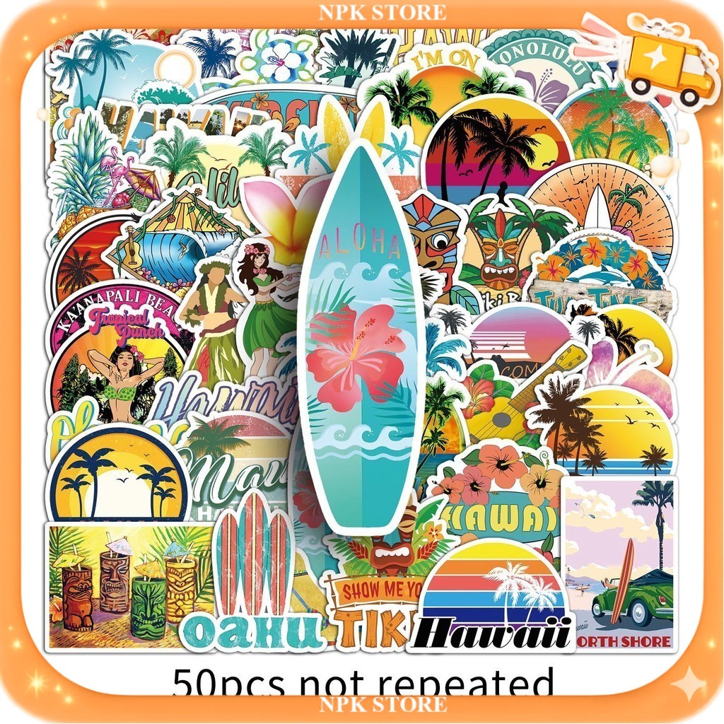 🔥🇹🇭พร้อมส่ง🇹🇭🔥 50ชิ้น Sticker สถานที่ท่องเที่ยว ทะเล ชายหาด หมู่เกาะฮาวาย Hawaii Landmark travel