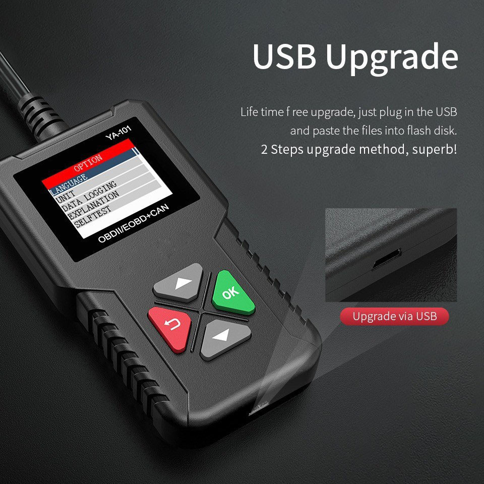เครื่องอ่านโค้ดความผิดพลาดเครื่องยนต์ OBD2 YA-101 เครื่องมือสแกนวินิจฉัย OBD