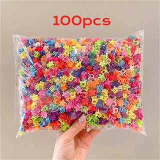 100ชิ้นเด็กที่มีสีสันดอกไม้กิ๊บขนาดเล็กสาวเรียบคลิปขนาดเล็กทารกมินิกิ๊บถักอุปกรณ์ผม