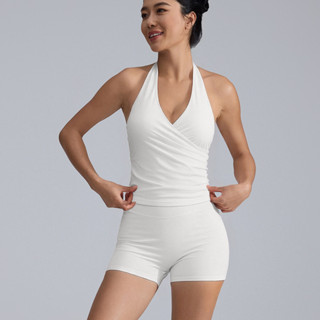 【LASYYOGA】ชุดบราสปอร์ตแบบติดตั้ง ลำตัวเสื้อสายไขว้หลัง คอวี …