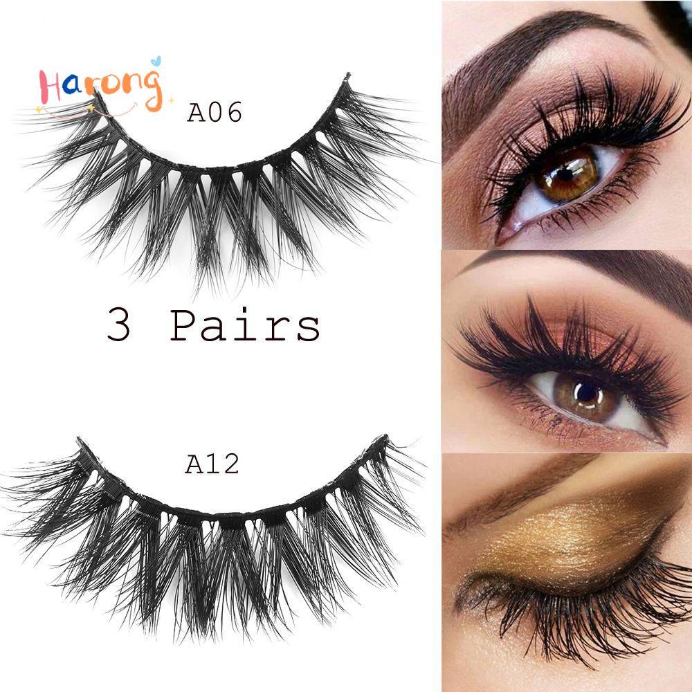 HARONG ขนตาปลอม Reusable Beauty Makeup Handmade Voluminous Cilia