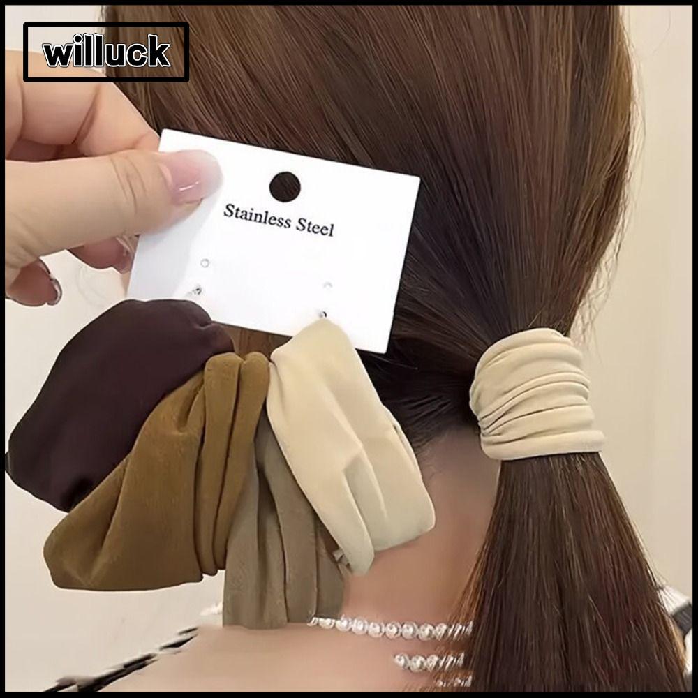 หางม้าถือ WILLUCK 5 ชิ้นในเซ็ต ยางยืดหยุ่นสำหรับรัดผม เชือกรัดผมสีสันสวยงามสำหรับผู้หญิง