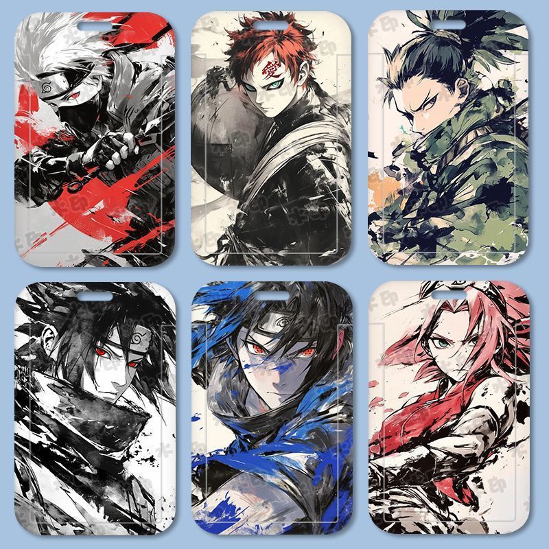 Spot Goods#Naruto Ancient Style Kakashi & Sasuke Card Holder Fan Merchandise Meal/Bus/Door ID 0408WW
