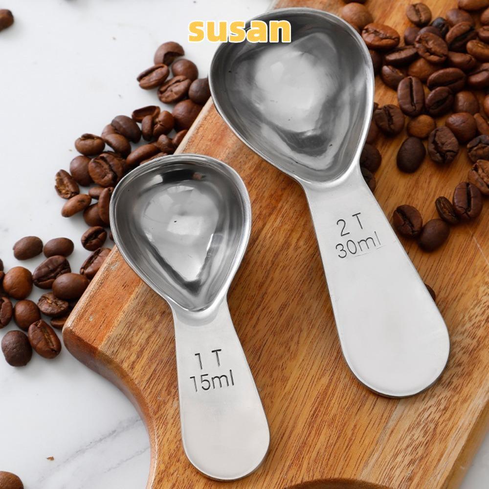 SUSAN ช้อนตวงเมล็ดกาแฟ, 1 Tbsp หรือ 2 Tbsp สแตนเลสสตีลกาแฟ Scoops, ทนทาน 15/30ml Ergonomic Tablespoo
