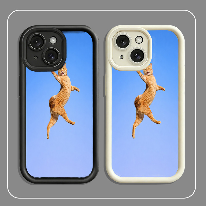 Dancing Yellow Cat เคส iPhone ป้องกันกล้อง iP 11/12/13/14/15/16/17/Plus/Air/Pro/Max/Mini/SE 2020/SE 