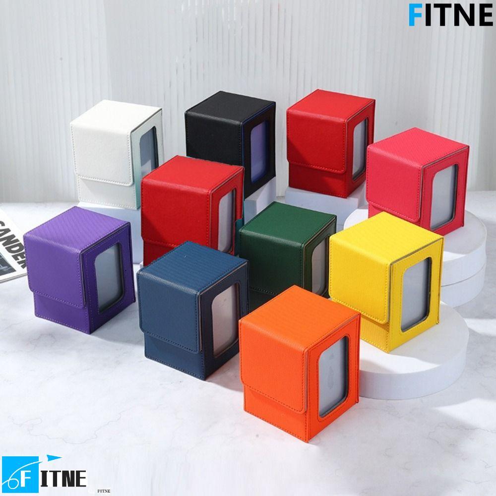 FITNE กล่องเก็บหน้าต่าง, PU Moisture-proof Card Deck Box, กล่องลิปสติกพร้อมฝาปิดแม่เหล็กปิด Stain-proof Trading Card Storage Box Game Organizer