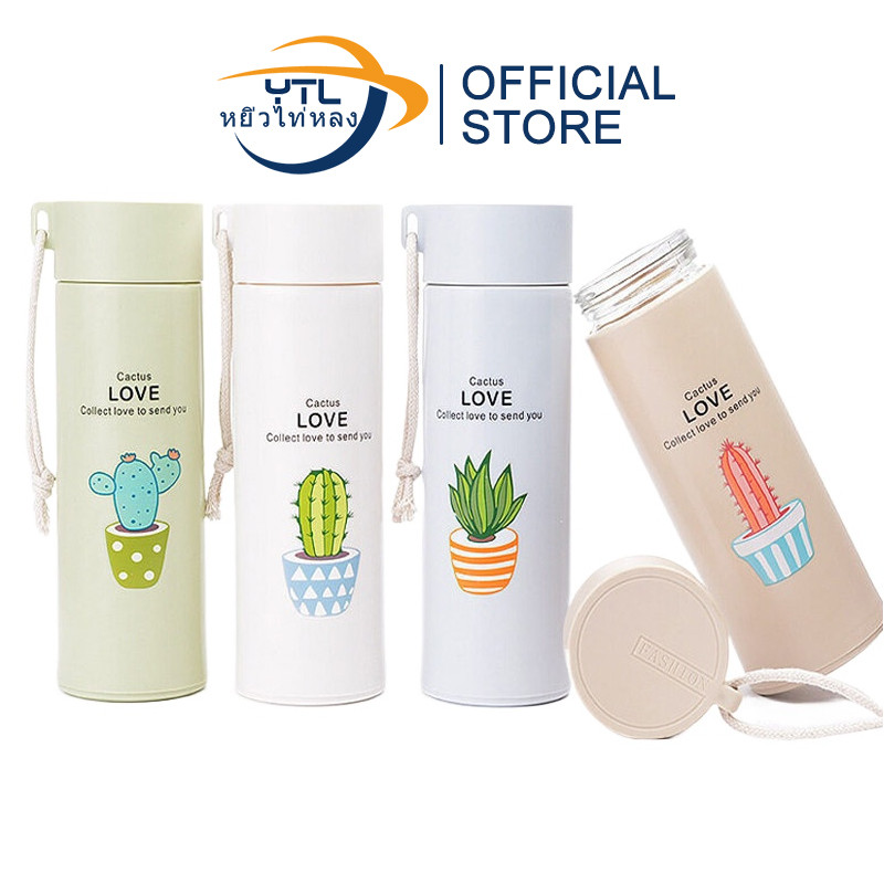 YTL กระบอกน้ำ เก็บอุณหภูมิ ร้อน-เย็น 400ml แก้วขวดน้ำขวดน้ำแบบพกพาลายน่ารัก LOVE ลายกระบองเพชร