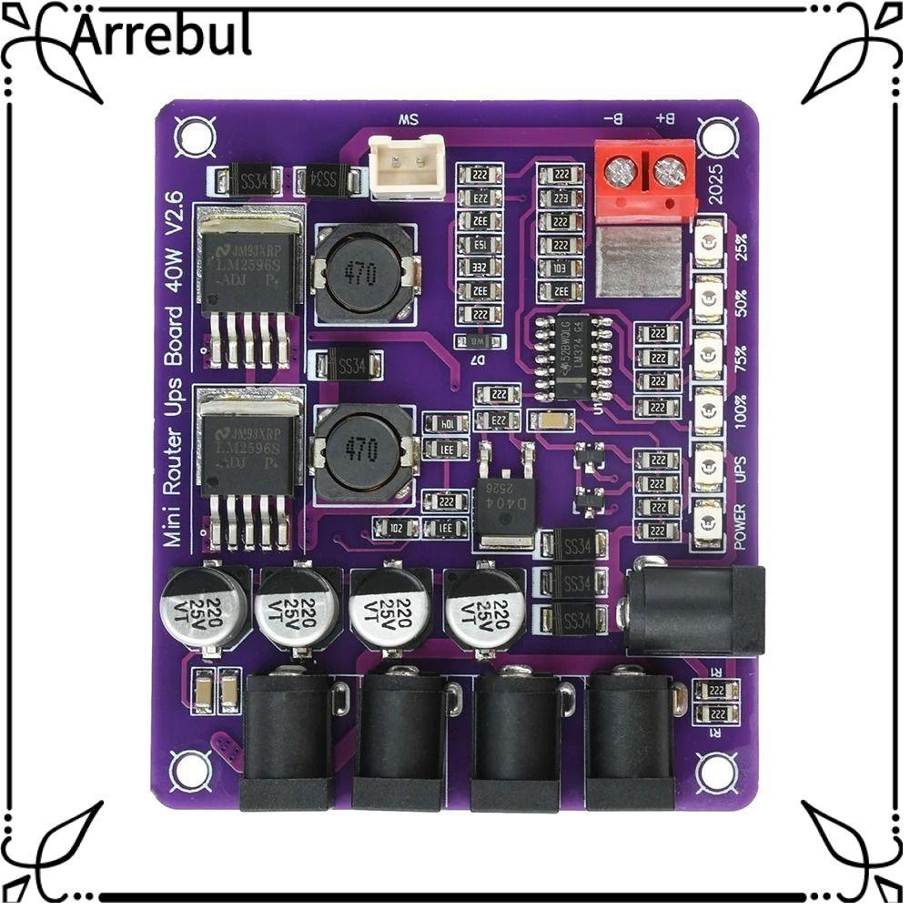 AREBUL Mini Router UPS, 40W Power 4 ทิศทางเอาต์พุต UPS Board, Professional Power Supply DC 12.6V Rou