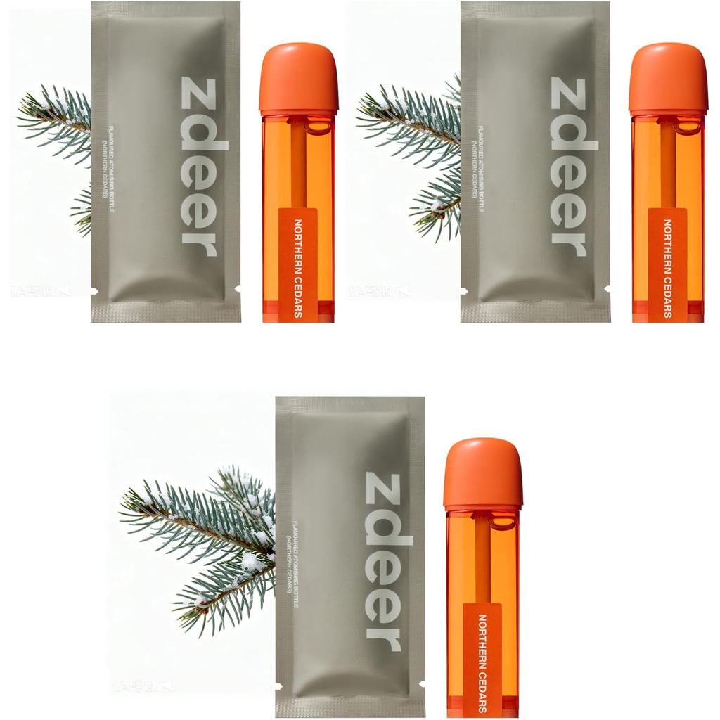 ZDEER Smart Electric Oral Spray Refill for PW13 – 3-Pack (Northern Cedars) – Earthy & Refreshing, Wo