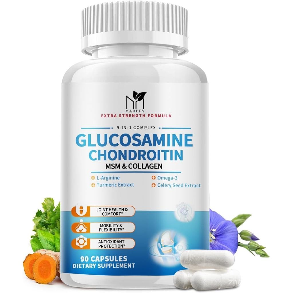 MABEFY Glucosamine Chondroitin Capsules 1500มก. พร้อม MSM คอลลาเจน ขมิ้น - อาหารเสริมซัพพอร์ตร่วมสํา