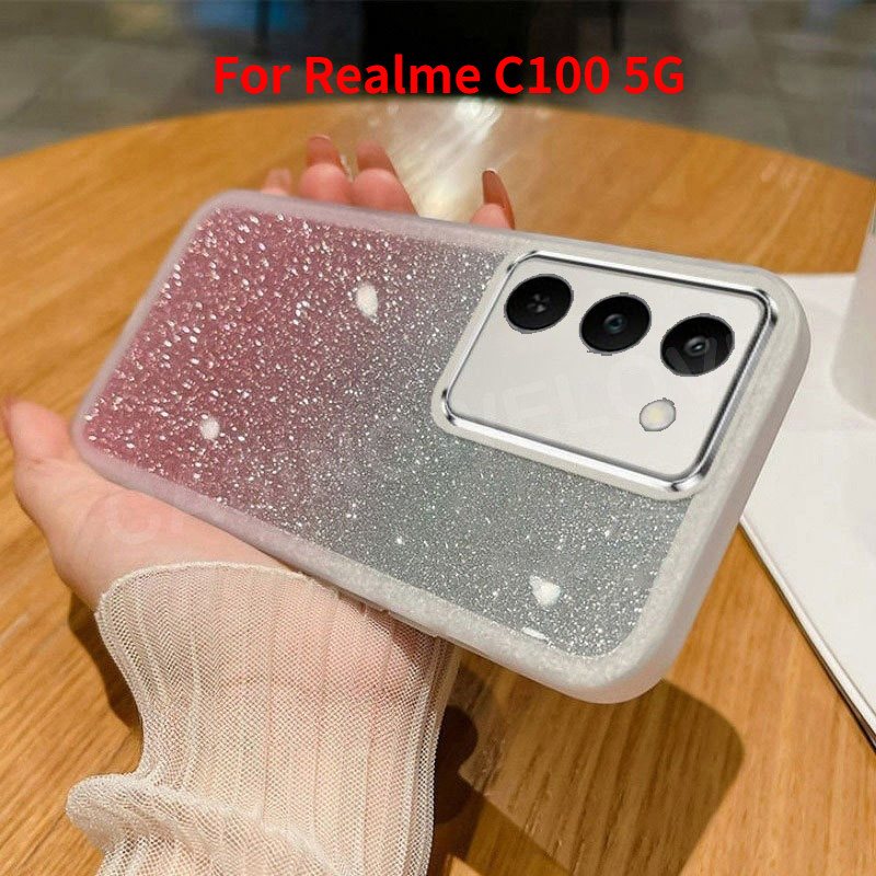 เคสโทรศัพท์สําหรับRealme C100 C100i C83 C100X 4G 5G 2026 Glitterซิลิโคนปลอกโปร่งใสกล้องเลนส์ป้องกันกันกระแทกปกหลัง