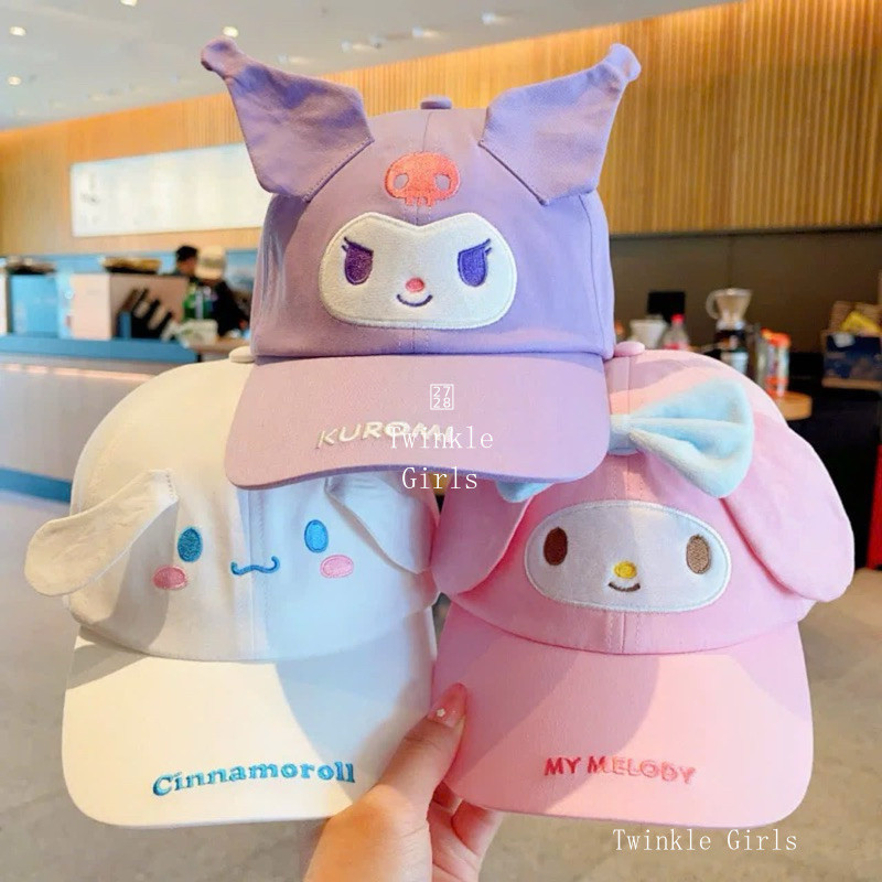 หมวกเบสบอลเด็กผู้หญิง ลายการ์ตูนซานริโอ้ คุโรมิ ซินนามอร์รอ เมโลดี้ หมวกกันแดดระบายอากาศ สไตล์น่ารัก