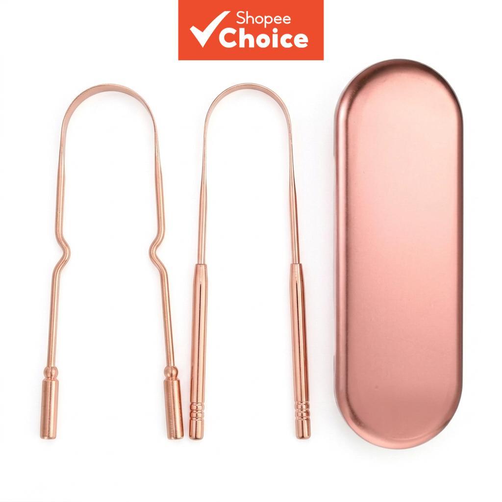 ชุด 2 ชิ้น ที่ขูดลิ้นโลหะพรีเมียมนํากลับมาใช้ใหม่ได้สําหรับผู้ใหญ่ - สีโรสโกลด์ รูปตัวยู อุปกรณ์ทําความสะอาดช่องปากเพื่อการขจัดกลิ่นปากอย่างมีประสิทธิภาพและลมหายใจสดชื่น
