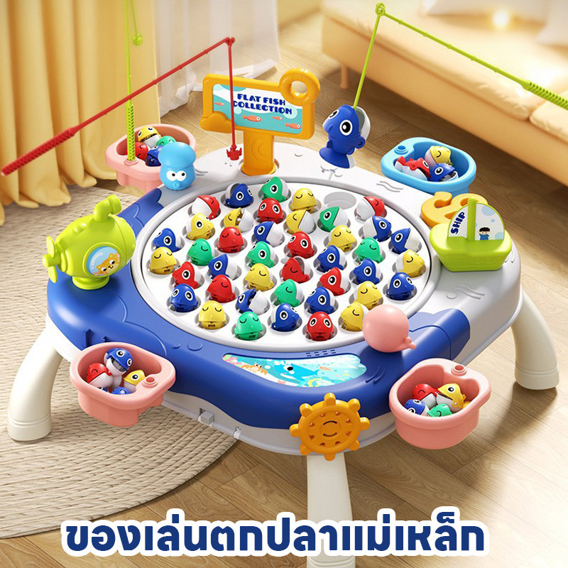 พร้อมส่ง ของเล่นตกปลาแม่เหล็ก พร้อมเบ็ด หมุนได้ 360° ปลาเล็ก34ตัว พร้อมดนตรี เกมส์ตกปลา ของเล่นเด็ก