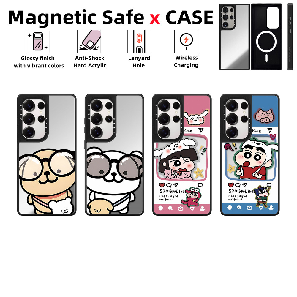 Suitable for Samsung Galaxy S26 S25 S24 S23 S22 Ultra Plusเคสโทรศัพท์Crayon Shin-chanCASEกระจกแม่เหล็กปลอดภัยปลอกกันกระแทกต้านทานฝาครอบป้องกัน