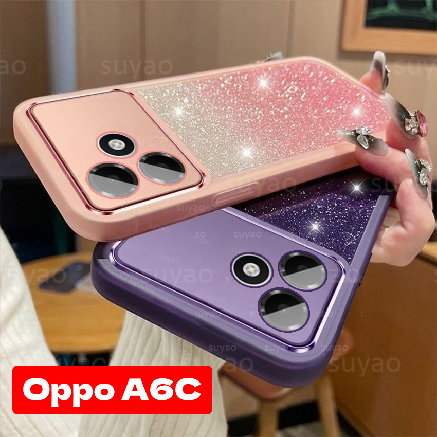 สําหรับOppo A6C 4G 2026 เคสโทรศัพท์Blingสาวน่ารักSlim Soft GlitterปลอกOppoA6C A6S OppoA6SซิลิโคนหรูหราShockProof Grandientเต็มปกหลัง