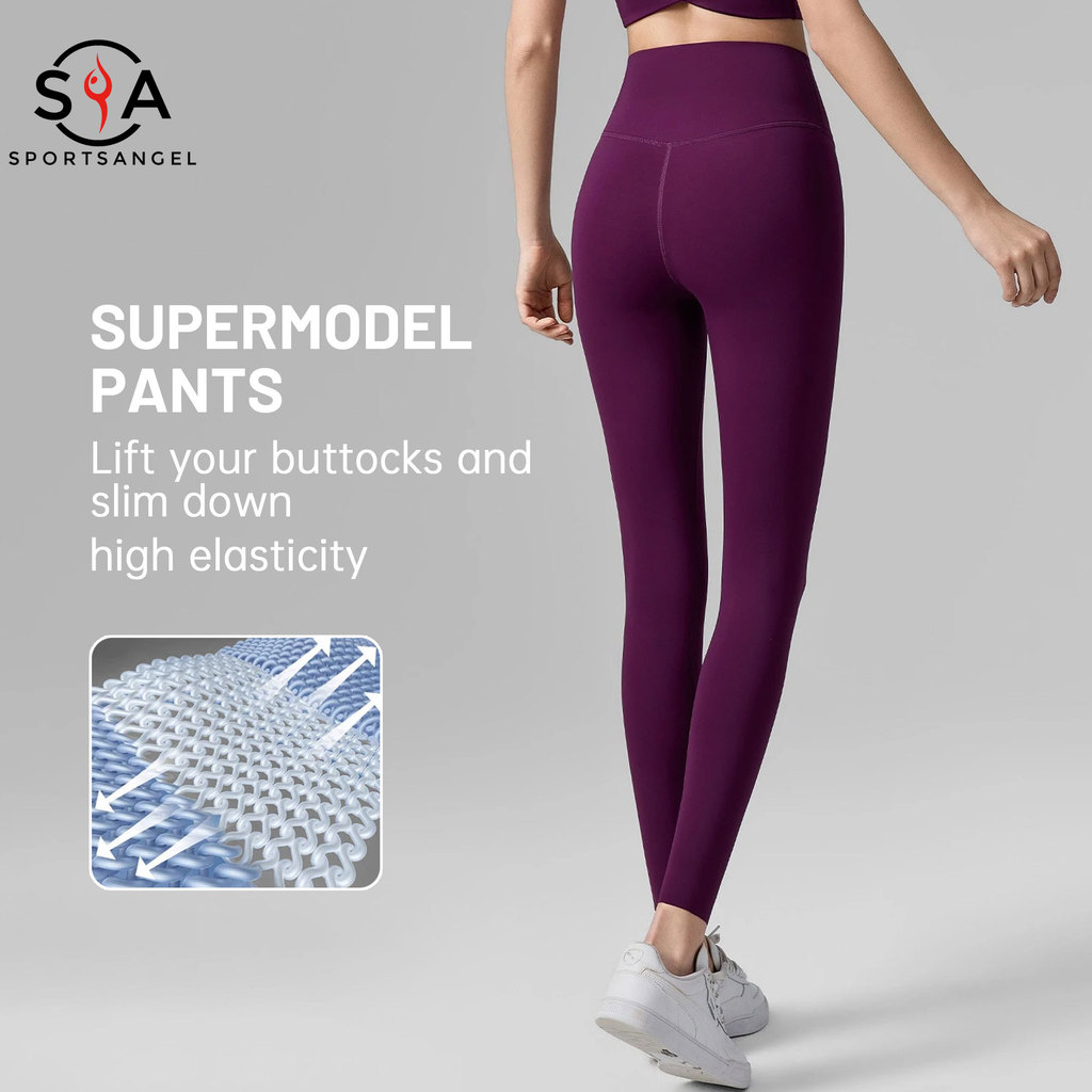 Sportangel กางเกงกีฬาเอวกระเป๋า High-Elastic Tummy Control Nude เลกกิ้งฟิตเนสยิม