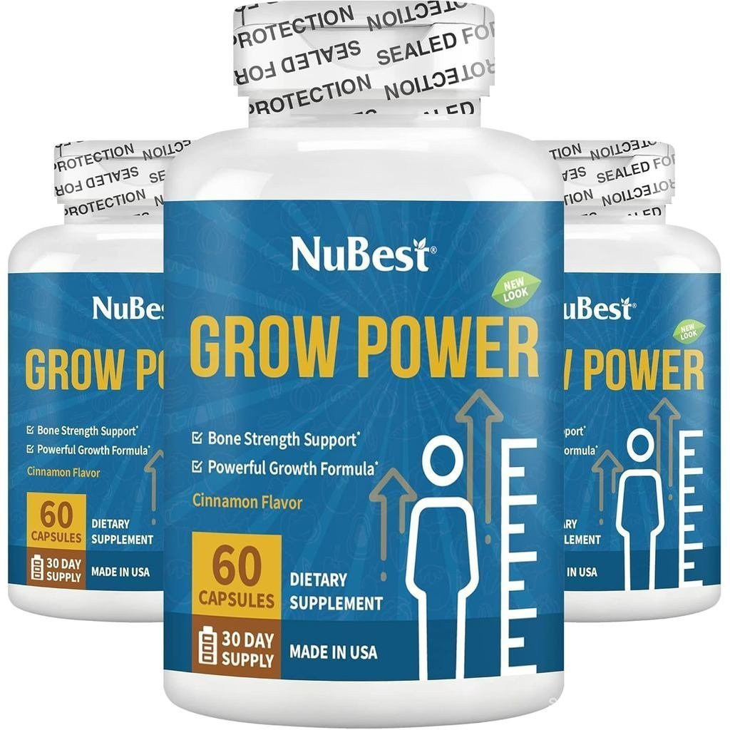 NuBest Grow Power - อาหารเสริมแคลเซียม - อาหารเสริมวิตามิน D3, B6, สังกะสี,ฟอสฟอรัสและวิตามินสําหรับ