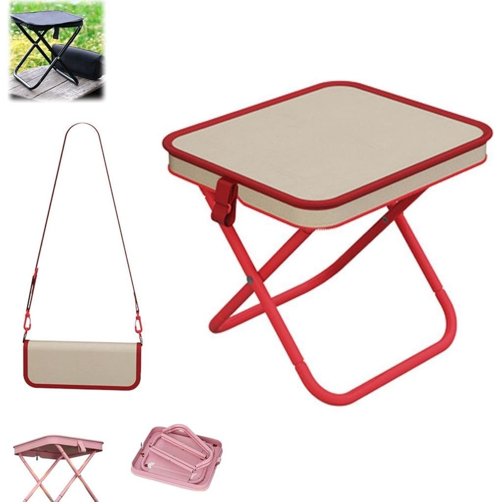 HISKI Portable Collapsible Stool Folding Chair with Storage Pouch, Portable Foldable Backpack Stool,