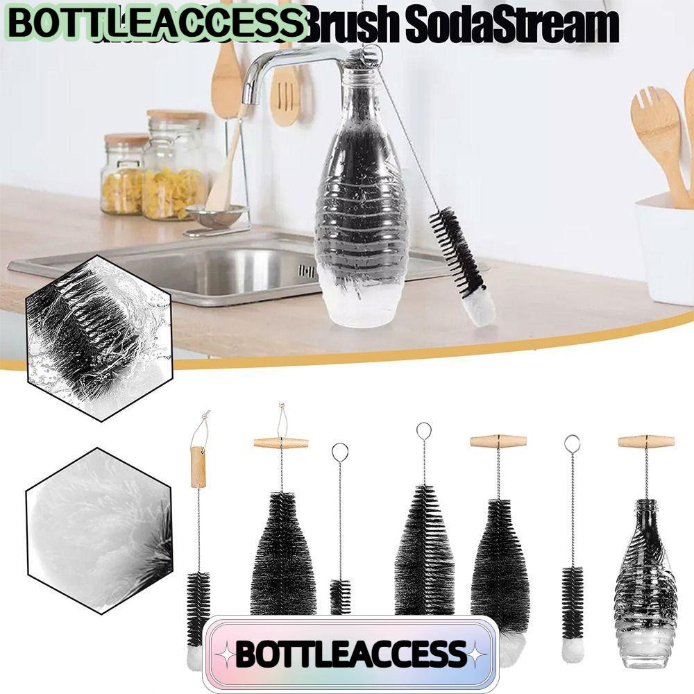 BOTTLEACCESS Glassware Jars ทําความสะอาด, เครื่องดื่ม Wineglass ขวดถ้วย Beechwood Handle Soda Stream