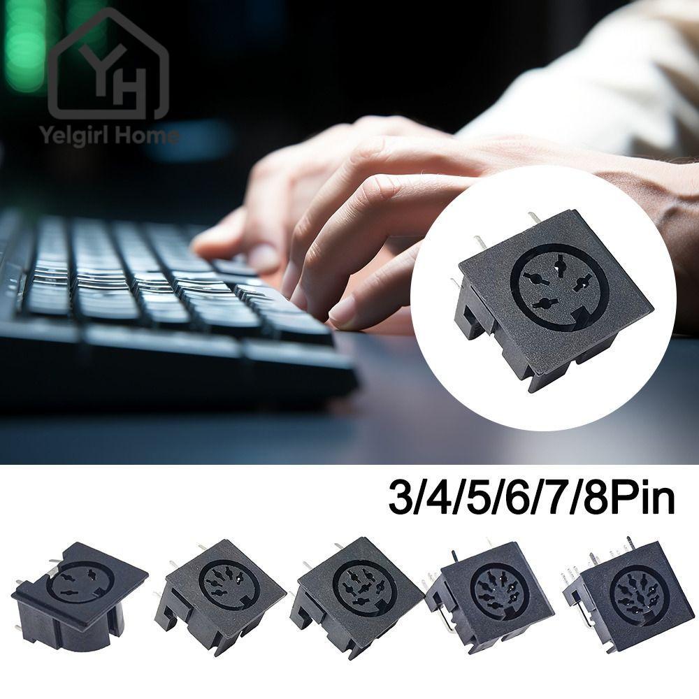 YELGIRLB DIN Mini Jack, 4 P/5 P/6 P/7 P/8 P PCB แผง Mount 3 4 5 6 7 8 Pin DIN หญิงซ็อกเก็ตเชื่อมต่อ,