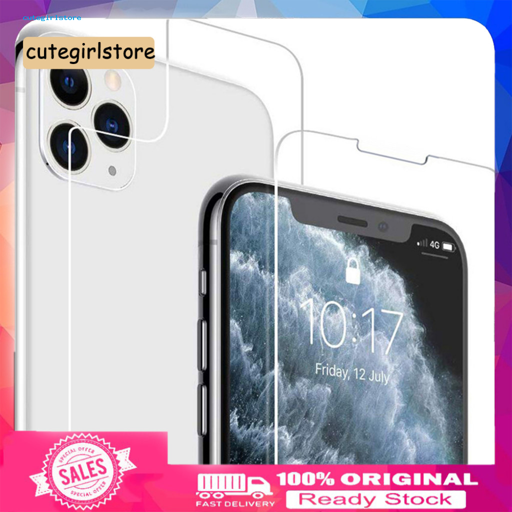 น่ารัก_ กระจกนิรภัย 9H ฟิล์มป้องกันโทรศัพท์ด้านหน้าและด้านหลังสําหรับ iPhone 11 Pro Max
