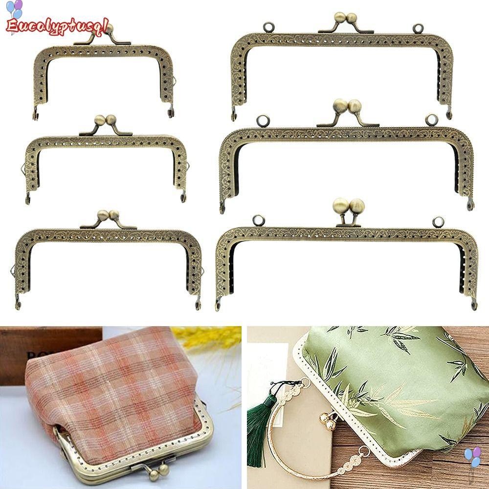 EUCALYPTUSQ1 Purse Clasp Frame, Vintage Metal Purse Frame Kiss Clasp, Mini Bag Hardware Bag Frame Bu