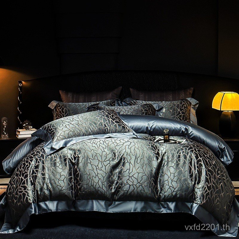 สไตล์ใหม่สูง 100s Xiangjacquard Zurich ชุดสี่ชิ้นย้อมเส้นด้าย 1.8 ม. ผ้าปูที่นอนมาตรฐานคู่ 2025 ชุดส