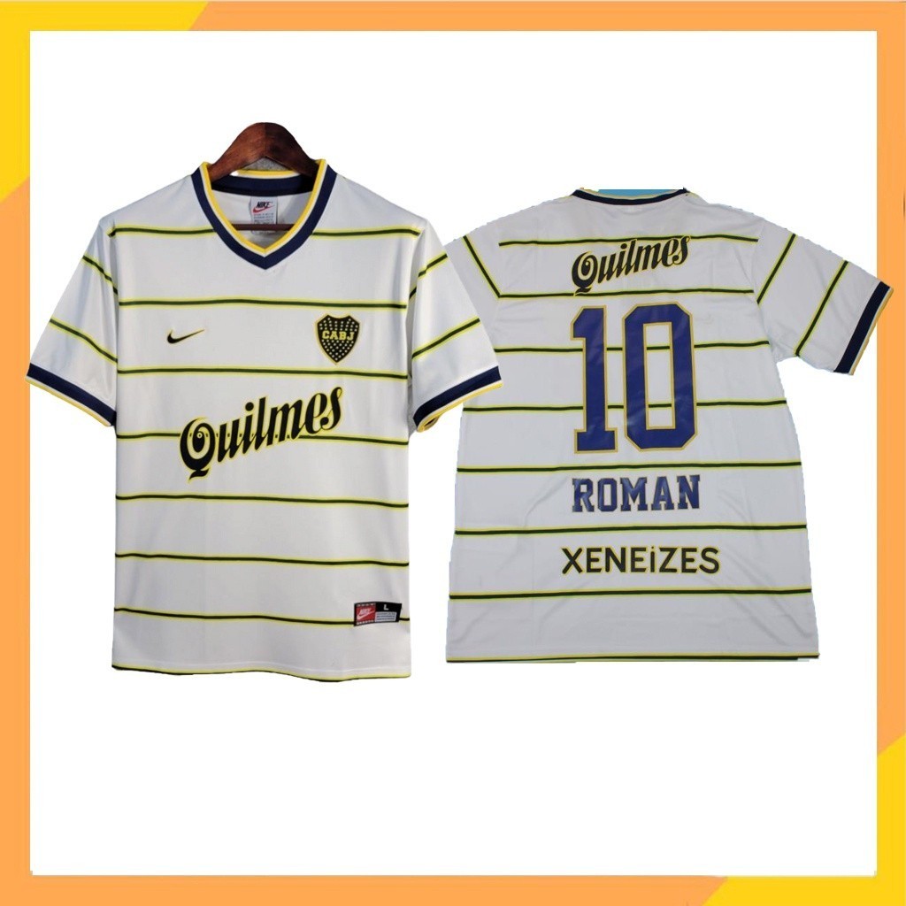 S-XXL Boca Juniors Cabj เสื้อยืดฟุตบอล 1998 1999 ผู้ชมโรมัน Riquelme Vintage เสื้อเชิ้ตสีขาว