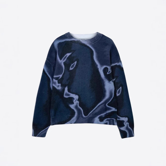 Retro Harajuku 3D พิมพ์เข็มรอบคอกันหนาว สไตล์ Y2K สำหรับทั้งผู้ชายและผู้หญิง