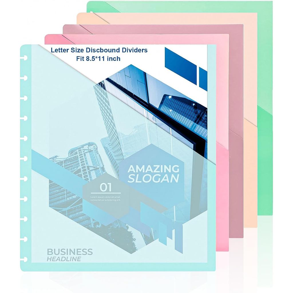 5 ชิ้น Discbound Letter ขนาด Planner 9.3 * 11 นิ้ว Dividers และกระเป๋า - 11 แผ่น Planner โฟลเดอร์ Bi