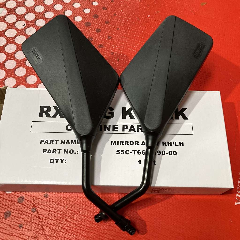 กระจกสี่เหลี่ยมสําหรับ RX king old rxs RX Special ด้ามจับสีดํามีโลโก้yamaha