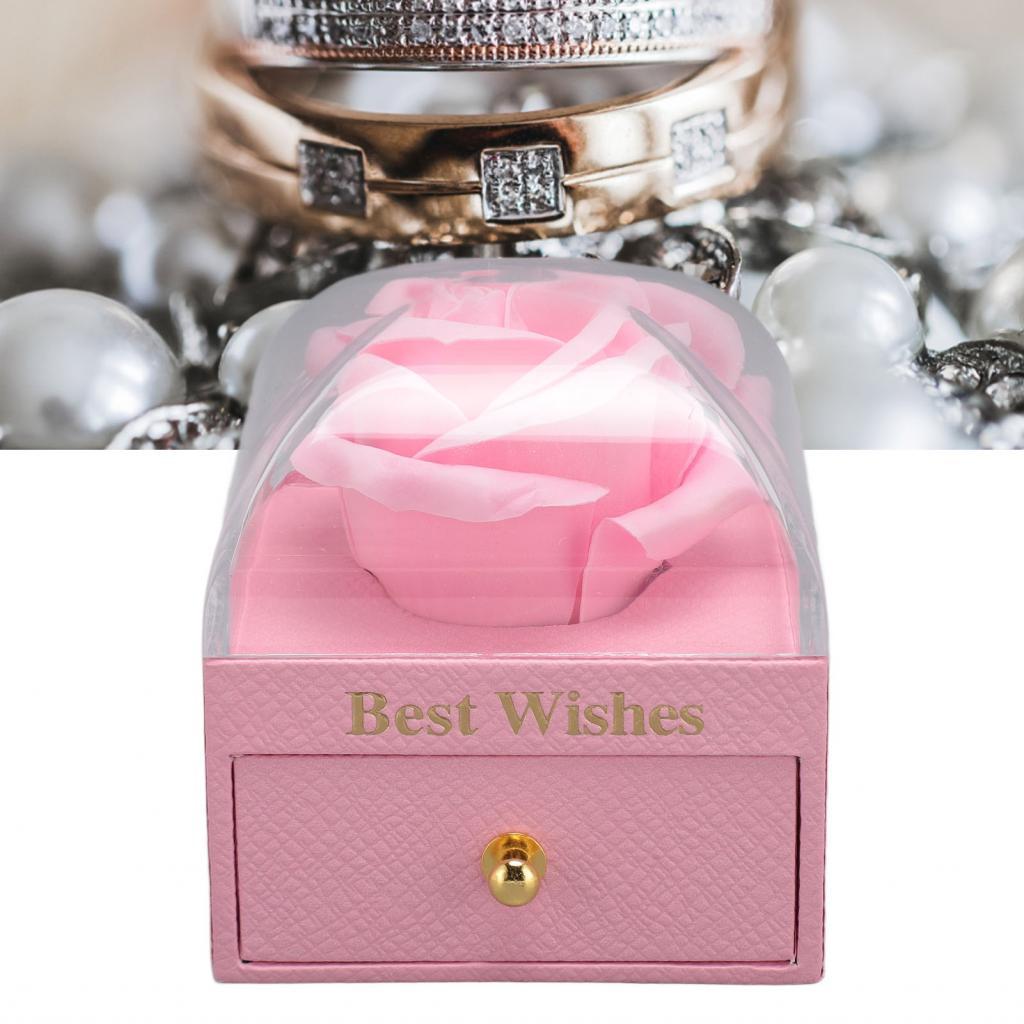 Uukendh กล่องแหวนประณีตดอกไม้กรณีอเนกประสงค์ที่สวยงามสําหรับต่างหูงานแต่งงาน (Roseate)