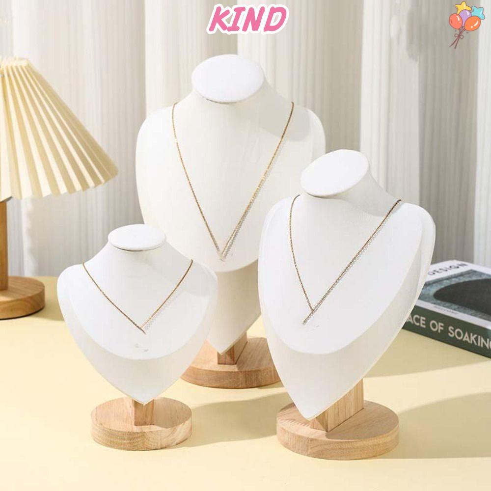 KIND ชั้นวางเครื่องประดับ, ชั้นวางแสดงสร้อยคอ Suede Show, อุปกรณ์แสดงคอไม้สร้อยคอIn-stock