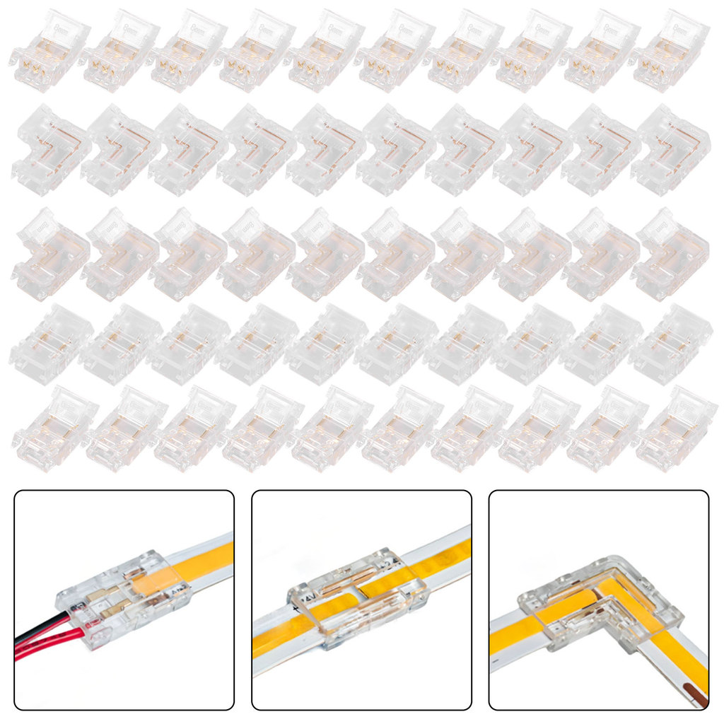 50PACK 8 มม.COB LED Strip Connector ชุด 2 ขาและ 3 ขา COB LED Strip Connector ชุด SHOPSBC6931