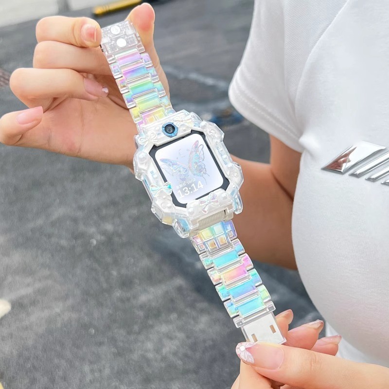 สายสีรุ้ง imoo Z1 Z3 Z2 Z5 Z6 Z7 imoo x10 สายเรซินใสสีสันสดใส สายนาฬิกาซิลิโคน สําหรับ imoo Z7 สายแท้